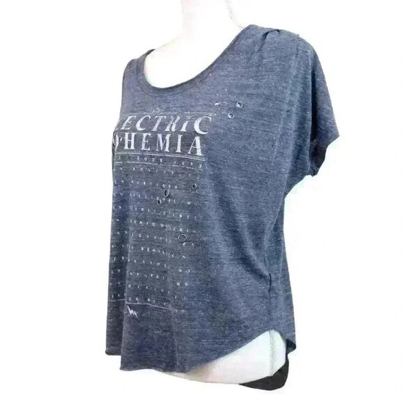 William Rast "Electric Bohemia" Heathered Blue Tee – Size Medium - Picture 2 of 10